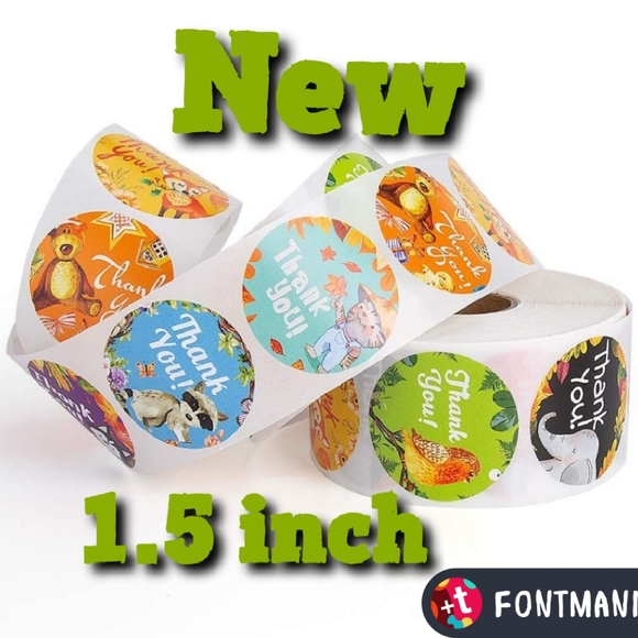 100 ct 1.5 Inch Thank You Stickers, Thank You for - Picture 3 of 12